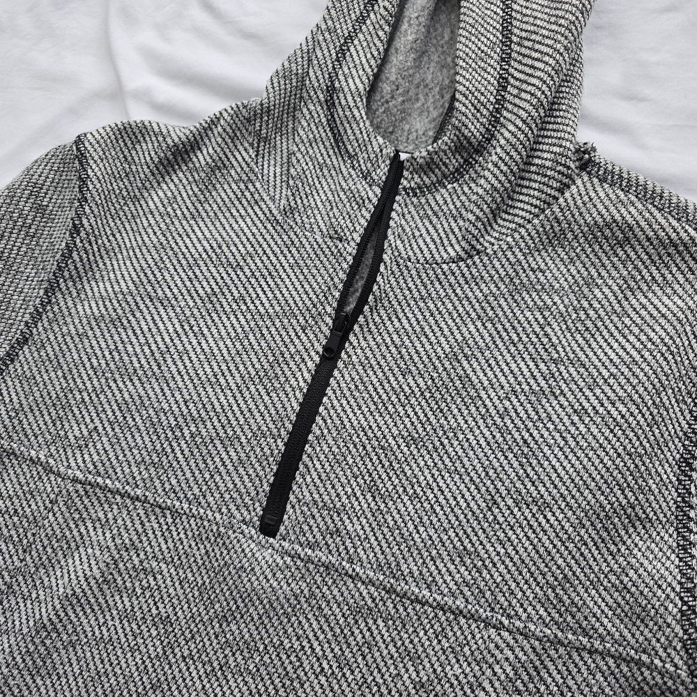 BKE Gray Quarter Zip Hooded Pullover Large